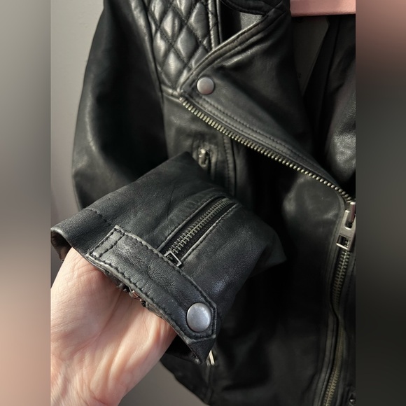 New AllSaints Cargo Distressed Leather Biker Jacket in Black Size 8 - Picture 7 of 9